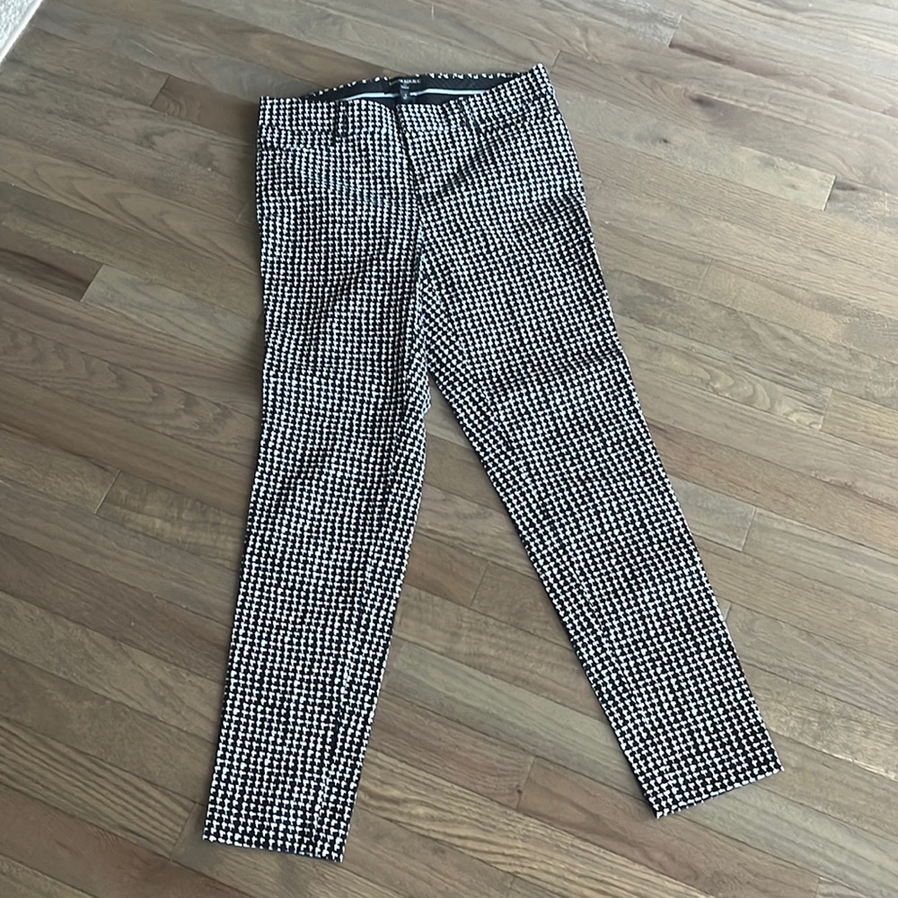 Banana Republic Sloan black and white check cropped pants
